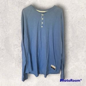 Champion Blue Long Sleeve Henleyโ Button Big Mens sz 3XL